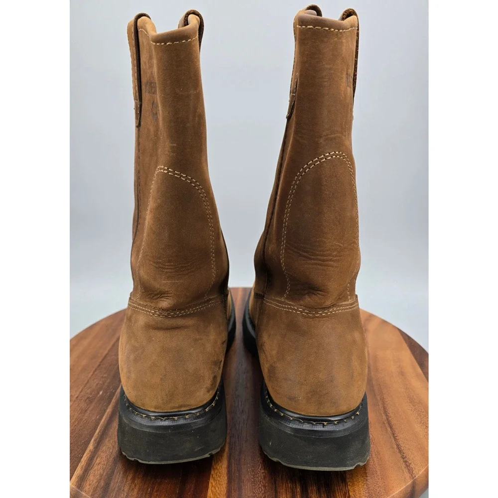 Wolverine Wellington Work Boots Mens 9.5 M Brown Leather Western Slip Resistant
